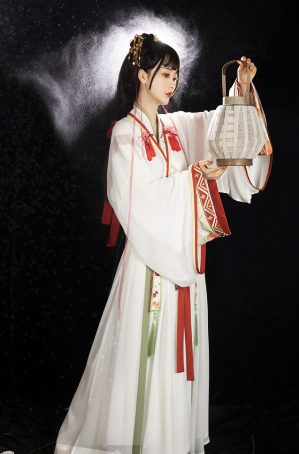 CHIXIA 池夏 繁花入梦:云裳仙 神明少女 改良 晋制直领交窬裙 S1816 白/红/绿/黄
