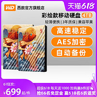 WD西数My Passport移动硬盘4tb 彩绘定制款外置硬盘机械游戏苹果（My Passport 随行版 4T白色、套餐四）