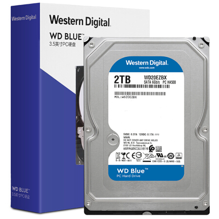 Western Digital 西部数据 蓝盘系列 3.5英寸 台式机硬盘 2TB（SMR、7200rpm、256MB）WD20EZBX