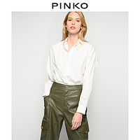 PINKO2021春夏新品女棉质珍珠领休闲衬衫1Q108DY6VK