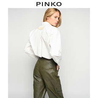 PINKO2021春夏新品女棉质珍珠领休闲衬衫1Q108DY6VK（L、Z04）