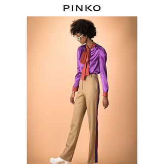 PINKO女装桑蚕丝蝴蝶结系带衬衫上衣 1B13G06940（38、白色ZZ1）