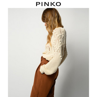 PINKO2021春夏新品女装小果仁形装饰钩编镂空针织衫1G1601Y71Z（M、Z15）