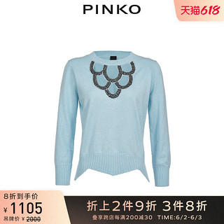 PINKO2021春夏新品女装水钻装饰镂空几何下摆针织衫1G15ZJY6XC（S、E27）