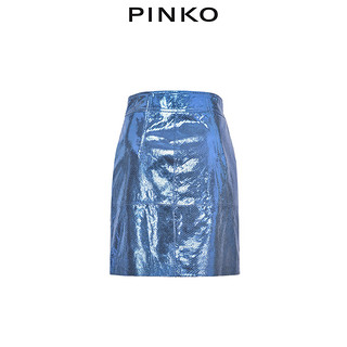 PINKO2021春夏新品女金属光泽皮革半身裙1G15UHY6WE（42、G15）