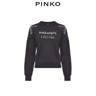 PINKO2021春夏新品女装蕾丝拼接珠饰卫衣1G161FY54B（XS、ZI4）