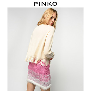 PINKO2021春夏新品女珠片流苏羊毛针织衫1G15SLY6TR（XS、C22）