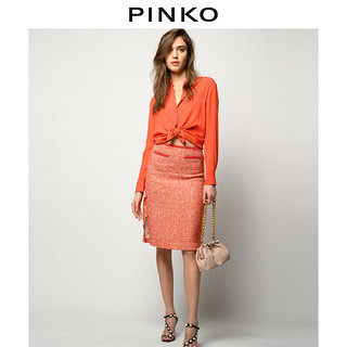 PINKO2021春夏新品女装金属丝粗花呢直筒包臀裙1G15QR8394（38、AN4）