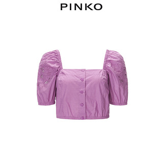 PINKO2021春夏新品女装灯笼袖花卉蕾丝刺绣截短上衣1G15YJY6WU（40、Z15）