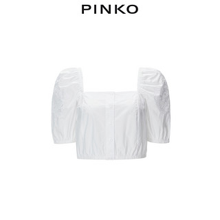 PINKO2021春夏新品女装灯笼袖花卉蕾丝刺绣截短上衣1G15YJY6WU（38、Z15）