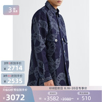 PRONOUNCE 2021春季男绳索印花双袋工装衬衫NET-A-PORTER(M、蓝色)