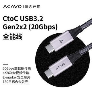 爱否CtoC全能线E-marker充电100W快充4K高传输数据线60Hz编织20G一米5mm CtoC 白色 3A