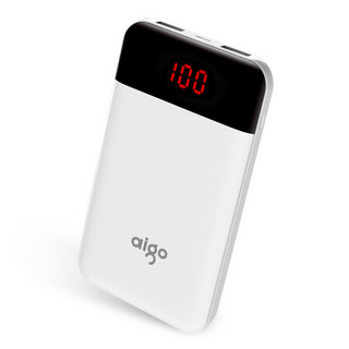aigo爱国者电子出品充电宝E10000+超薄小巧便携10000mAh移动电源双输出适用于华为小米苹果 白色