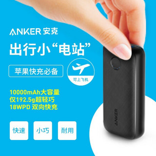 ANKER 10000毫安时 移动电源18W双向PD快充 +双Type-C安卓数据线0.9米 小巧便携充电宝套装