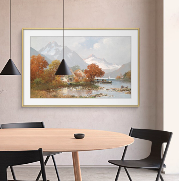 橙舍阿道夫99考夫曼写实风景油画夏天的湖装裱86x126cm油画布鎏金