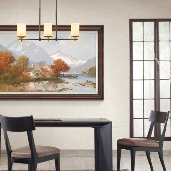 橙舍阿道夫99考夫曼写实风景油画夏天的湖装裱86x126cm油画布鎏金