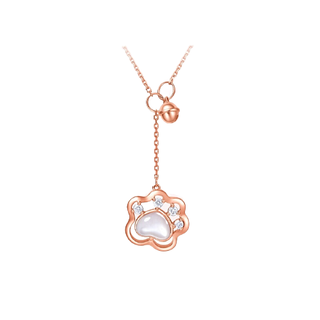 CHOW TAI FOOK 周大福 T77579 猫爪18K玫瑰金钻石贝壳手链 0.04克拉 16.25cm 1.92g