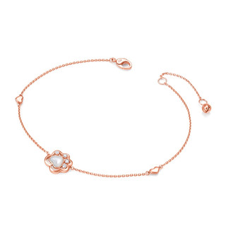 CHOW TAI FOOK 周大福 T77579 猫爪18K玫瑰金钻石贝壳手链 0.04克拉 16.25cm 1.92g