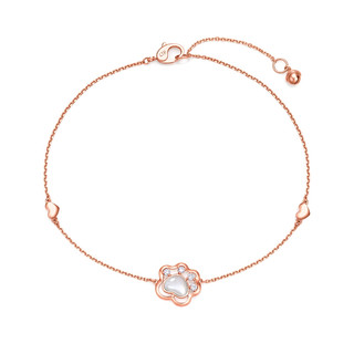 CHOW TAI FOOK 周大福 T77579 猫爪18K玫瑰金钻石贝壳手链 0.04克拉 16.25cm 1.92g