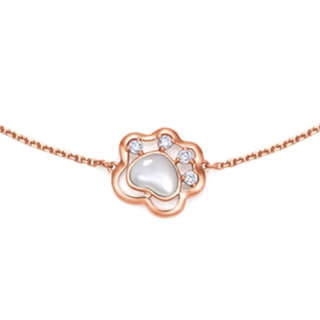 CHOW TAI FOOK 周大福 T77579 猫爪18K玫瑰金钻石贝壳手链 0.04克拉 16.25cm 1.92g