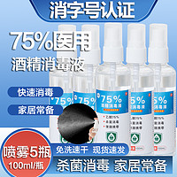 75%医用酒精喷雾消毒液大桶装 100ml*5瓶