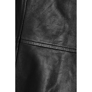 GANNI 2021春季女黑色V领羊皮革法式连衣裙NET-A-PORTER（40、黑色）