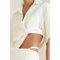 Jacquemus 2021春季女不对称提花短款衬衫netaporter
