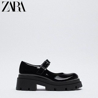 ZARA TRF女鞋 亚洲限定黑色厚底平底休闲鞋玛丽珍鞋 13884610040 37码 (240/85) 黑色