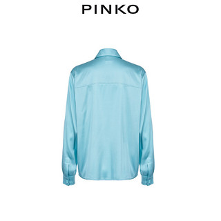 PINKO2021春夏新品女装柔滑缎面真丝长袖口袋衬衫上衣1G15MTZR64（42、E53）