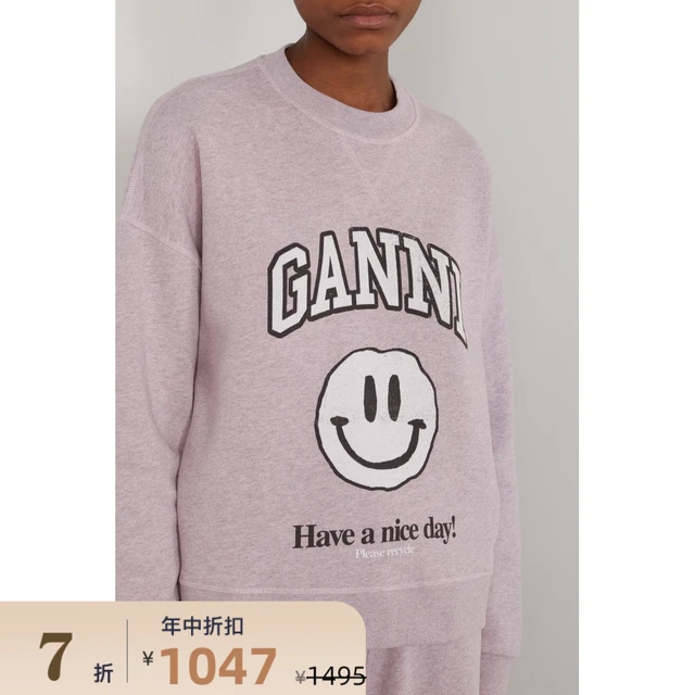 GANNI 2021春季女紫色再生棉笑脸图案卫衣NET-A-PORTER（XXS/XS、粉红色）