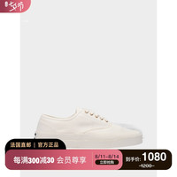 Maison Kitsune 白色帆布运动鞋 法国小狐狸系带低帮休闲小白鞋（IT35、蓝色）
