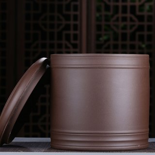 怡乐陶 宜兴紫砂 茶叶罐密封陶瓷存茶罐普洱七子饼紫砂缸 大号储茶罐 密封储茶罐三斤装普洱茶盒 促销款（紫泥款）