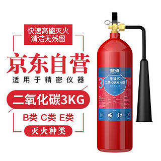 蓝炎 二氧化碳灭火器 机房精密仪器商用灭火器MT3 手提式二氧化碳灭火器3公斤 消防器材