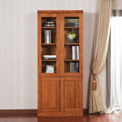 光明家具 实木书架北美红橡木书架带门书架二门书架 63101 两门书柜