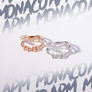 APM Monaco PIERCING系列 A17574OX 女士交叉圆环925银镶晶钻戒指 50号 银色