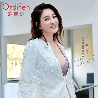 ordifen 欧迪芬 文胸套装内衣女李小冉同款刺绣蕾丝聚拢收副乳文胸亲肤软棉杯女士胸罩乳罩 XB0334 雾粉灰 B75/M