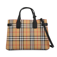 BURBERRY 博柏利 Vintage系列 banner 女士牛皮革手提包 4076953 卡其色 中号