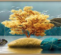 乐宅 客厅装饰画 左右40×60中间80×60【金属边框+晶瓷画】现代简约 沙发背景墙挂画卧室三联画现