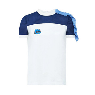 PRADA 普拉达 女士圆领短袖T恤 35984S1911S2W F0XWV 白色/蓝色 L