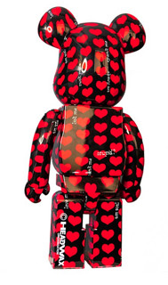 ARTMORN 墨斗鱼艺术 bearbrick black heart款1000% PVC材质 积木熊摆件 34x25x70cm