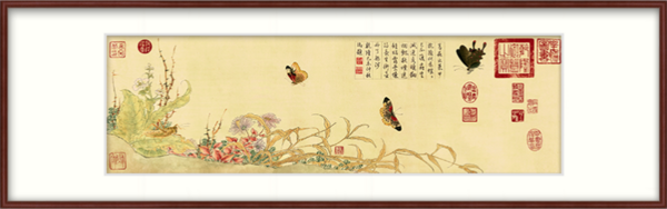 橙舍 赵昌 名家花蝶图国画《写生蛱蝶图》装裱40x120cm 宣纸 雅致红褐