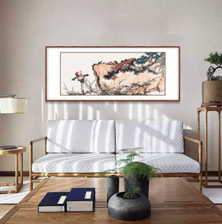 弘舍 潘天寿 山水风景国画《记写雁荡山花》成品尺寸235x100cm 宣纸 雅致胡桃