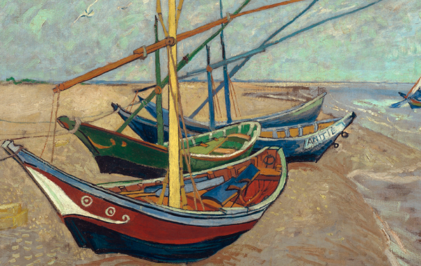 橙舍 梵高《海边渔船》60cm x 70cm 油画布 欧式风景油画壁画