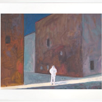 Ben Art Gallery 本艺术空间 孙岩 原创现代抽象油画《城市》80x60cm 水彩纸 白色画框