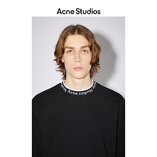 Acne Studios男装徽标提花黑色上衣宽松圆领短袖T恤 BL0221-900（XXS、黑色）