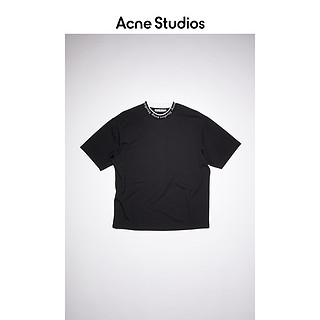 Acne Studios男装徽标提花黑色上衣宽松圆领短袖T恤 BL0221-900（XXS、黑色）