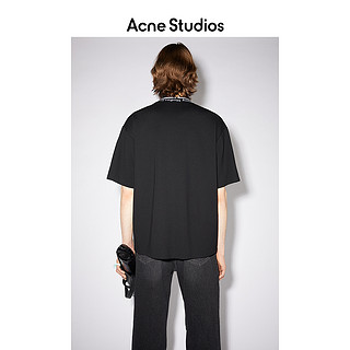 Acne Studios男装徽标提花黑色上衣宽松圆领短袖T恤 BL0221-900（XL、黑色）