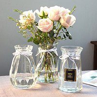 玻璃瓶透明水培植物观音竹百合玫瑰干花瓶客厅插花摆件