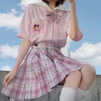 春日制服部 桃花期 jk制服 女士粉格裙 42cm S
