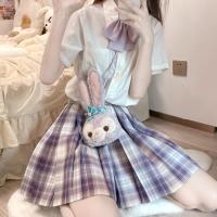 春日制服部 jk制服 点芍香 紫色百褶格裙 42cm S